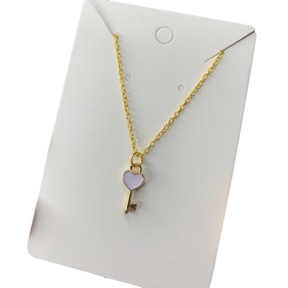 White Key Heart Necklace